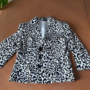 Linea by Louis Dell'Olio Black and White Animal Print Blazer